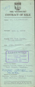 Document - H.A. & S.R. WILKINSON COLLECTION: CONTRACT OF SALE