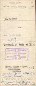 Document - H.A. & S.R. WILKINSON COLLECTION: CONTRACT OF SALE