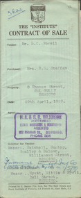 Document - H.A & S.R. WILKINSON COLLECTION: CONTRACT OF SALE