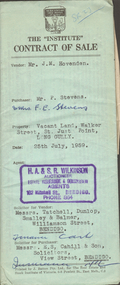 Document - H.A & S.R. WILKINSON COLLECTION: CONTRACT OF SALE