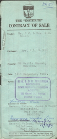 Document - H.A. & S.R. WILKINSON COLLECTION: CONTRACT OF SALE