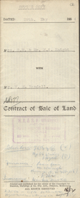 Document - H.A & S.R. WILKINSON COLLECTION: CONTRACT OF SALE