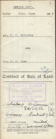 Document - H.A. & S.R. WILKINSON COLLECTION: CONTRACT OF SALE