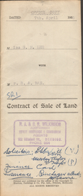 Document - H.A. & S.R. WILKINSON COLLECTION: CONTRACT OF SALE