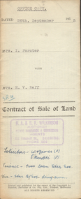 Document - H.A. & S.R. WILKINSON COLLECTION: CONTRACT OF SALE