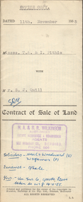 Document - H.A.& S.R. WILKINSON COLLECTION: CONTRACT OF SALE