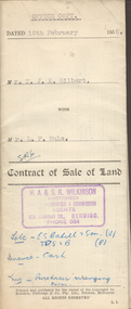 Document - H.A. & S.R. WILKINSON COLLECTION: CONTRACT OF SALE