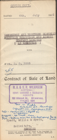 Document - H.A. & S.R. WILKINSON COLLECTION: CONTRACT OF SALE