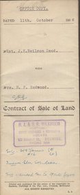 Document - H.A. & S.R. WILKINSON COLLECTION: CONTRACT OF SALE