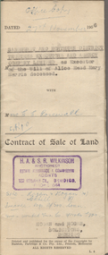 Document - H.A. & S.R. WILKINSON COLLECTION: CONTRACT OF SALE