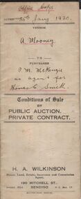 Document - H.A. & S.R. WILKINSON COLLECTION: CONTRACT OF SALE