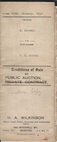 Document - H.A. & S.R. WILKINSON COLLECTION: CONTRACT OF SALE
