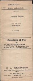 Document - H.A. & S.R. WILKINSON COLLECTION: CONTRACT OF SALE