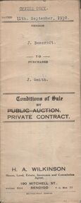 Document - H.A. & S.R. WILKINSON COLLECTION: CONTRACT OF SALE