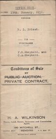 Document - H.A. & S.R. WILKINSON COLLECTION: CONTRACT OF SALE