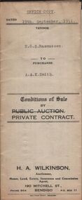 Document - H.A. & S.R. WILKINSON COLLECTION: CONTRACT OF SALE