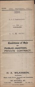 Document - H.A. & S.R. WILKINSON COLLECTION: CONTRACT OF SALE