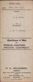Document - H.A. & S.R. WILKINSON COLLECTION: CONTRACT OF SALE