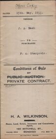 Document - H.A. & S.R. WILKINSON COLLECTION: CONTRACT OF SALE