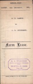 Document - H.A. & S.R. WILKINSON COLLECTION: CONTRACT OF SALE