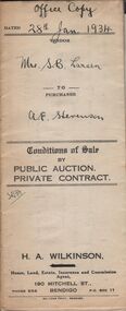 Document - H.A. & S.R. WILKINSON COLLECTION: CONTRACT OF SALE