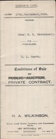 Document - H.A. & S.R. WILKINSON COLLECTION: CONTRACT OF SALE