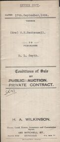 Document - H.A. & S.R. WILKINSON COLLECTION: CONTRACT OF SALE