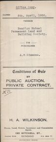 Document - H.A. & S.R. WILKINSON COLLECTION: CONTRACT OF SALE
