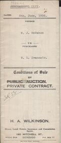 Document - H.A & S.R. WILKINSON COLLECTION: CONTRACT OF SALE
