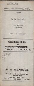 Document - H.A. & S.R. WILKINSON COLLECTION: CONTRACT OF SALE