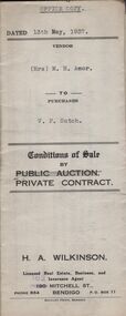 Document - H.A. & S.R. WILKINSON COLLECTION: CONTRACT OF SALE