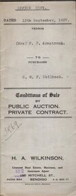Document - H.A. & S.R. WILKINSON COLLECTION: CONTRACT OF SALE