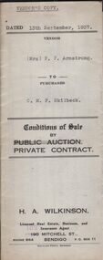 Document - H.A. & S.R. WILKINSON COLLECTION: CONTRACT OF SALE