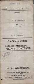 Document - H.A. & S.R. WILKINSON COLLECTION: CONTRACT OF SALE