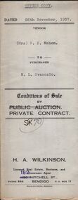 Document - H.A. & S.R. WILKINSON COLLECTION: CONTRACT OF SALE