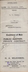 Document - H.A. & S.R. WILKINSON COLLECTION: CONTRACT OF SALE