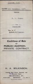 Document - H.A. & S.R. WILKINSON COLLECTION: CONTRACT OF SALE
