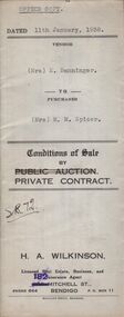 Document - H.A. & S.R. WILKINSON COLLECTION: CONTRACT OF SALE