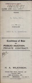Document - H.A. & S.R. WILKINSON COLLECTION: CONTRACT OF SALE