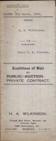 Document - H.A. & S.R. WILKINSON COOLLECTION COLLECTION: CONDITIONS OF SALE