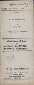 Document - H.A. & S.R. WILKINSON COLLECTION: CONTRACT OF SALE