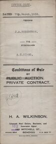 Document - H.A. & S.R. WILKINSON COLLECTION: CONTRACT OF SALE