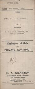 Document - H.A. & S.R. WILKINSON COLLECTION: CONTRACT OF SALE