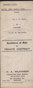 Document - H.A & S.R. WILKINSON COLLECTION: CONTRACT OF SALE