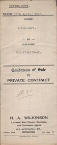 Document - H.A. & S.R. WILKINSON COLLECTION: CONTRACT OF SALE