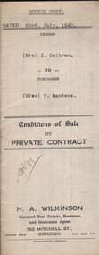 Document - H.A. & S.R. WILKINSON COLLECTION: CONTRACT OF SALE