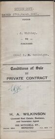 Document - H.A. & S.R. WILKINSON COLLECTION: CONTRACT OF SALE