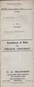 Document - H.A. & S.R. WILKINSON COLLECTION: CONTRACT OF SALE