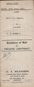 Document - H.A & S.R. WILKINSON COLLECTION: CONTRACT OF SALE