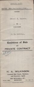 Document - H.A. & S.R. WILKINSON COLLECTION: CONDITIONS OF SALE